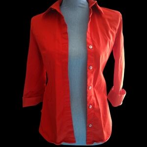 Banana Republic Red Button-Front Cotton Blouse